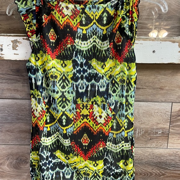 Tribella Ladies Scoop Neck Beaded Top, Size Small, Black,Red,Green,Yellow, Blue - Picture 5 of 7